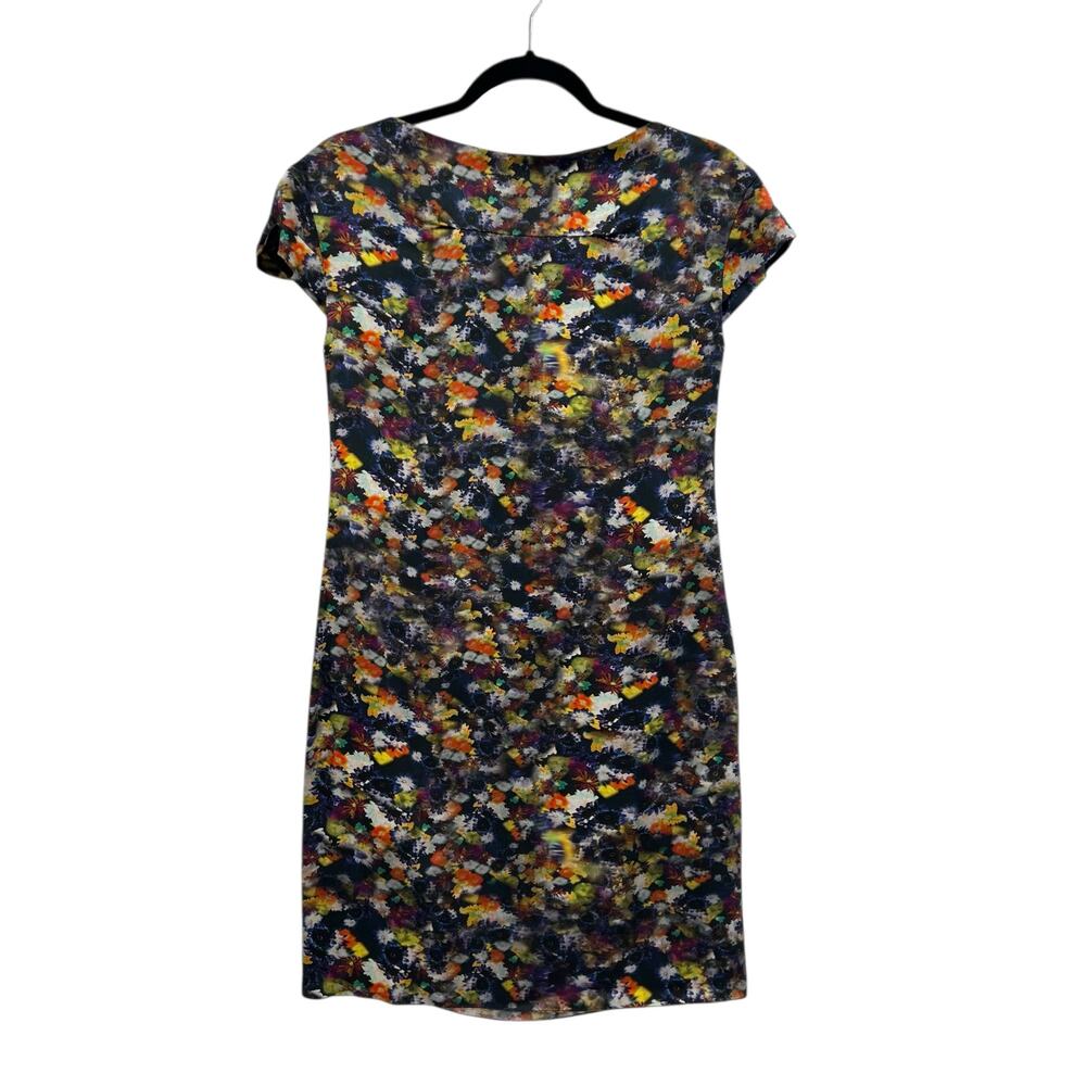 Erdem Floral Print Silk Shift Dress Short Sleeve Colorful Size US 4